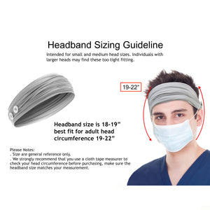 2 Pack Wide Headbands with Mask Button Holder Ear Pain Relief Sport Headbands
