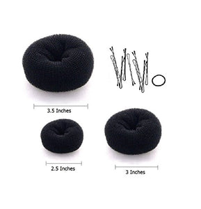 3 Pieces Hair Donut Bun Maker (Black - L, M, S)