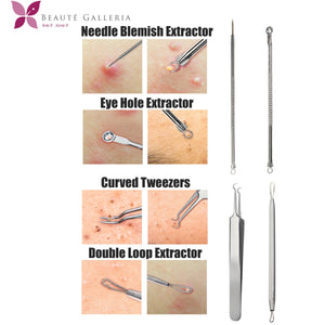 4 Pieces Blackhead Remover Pimple Extractor Popper Tool Kit