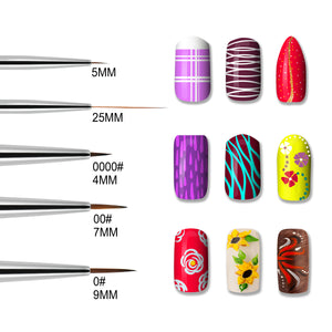 5 Pieces Nail Art Liners and Striping Brushes Set