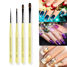 Load image into Gallery viewer, 4 Pieces UV Gel Nail Art Brush Set (Pro Flat, Carved, Detailer, and Round)