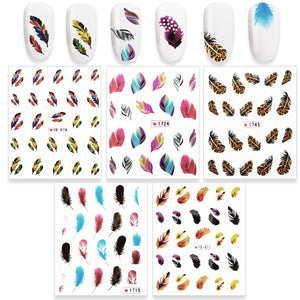 5 Sheets Nail Art Water Slide Decals Transfer Stickers