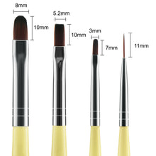 Load image into Gallery viewer, 4 Pieces UV Gel Nail Art Brush Set (Pro Flat, Carved, Detailer, and Round)