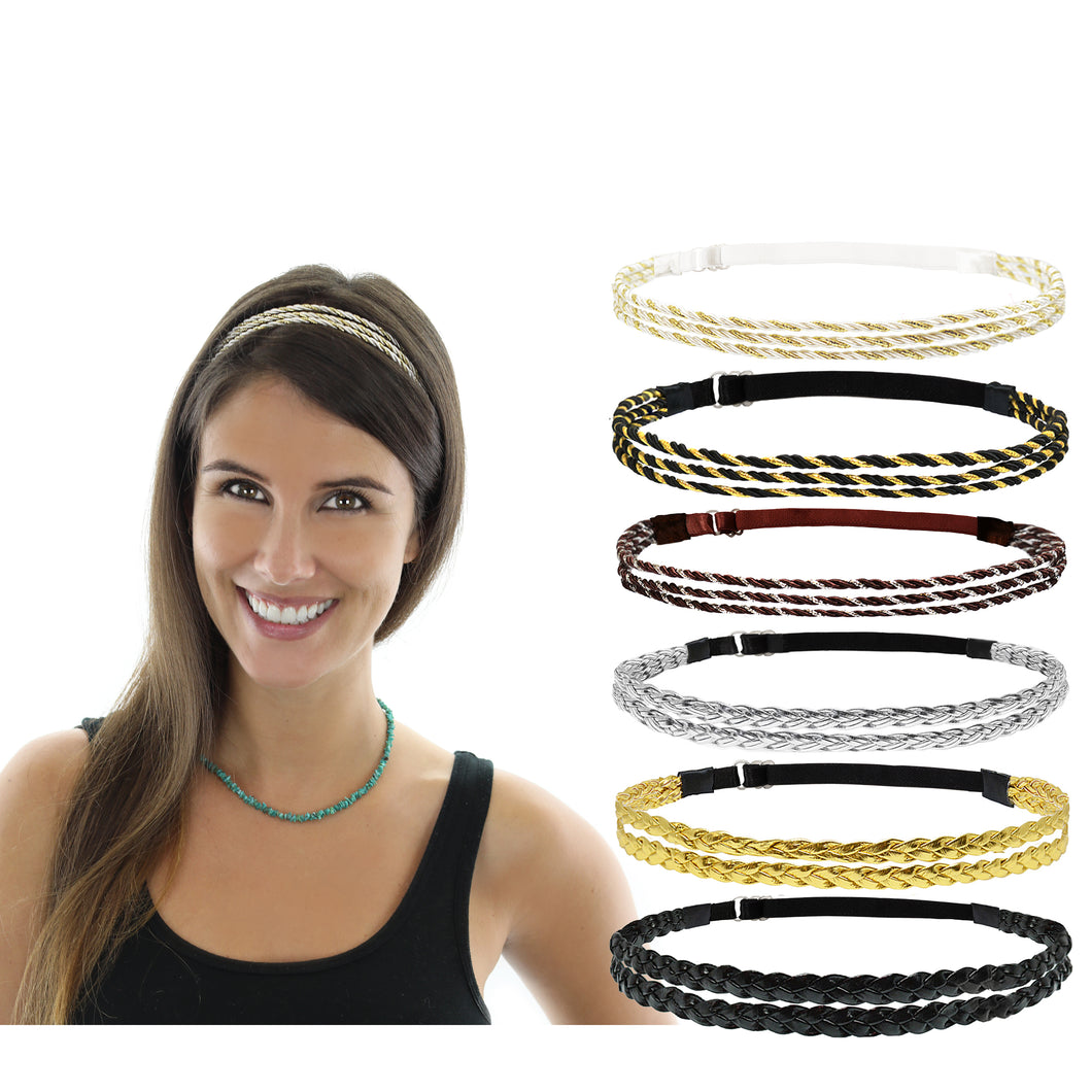 6pcs Adjustable Braided Headband Women Hair Accessory Disco Hippie Boho Bohemian