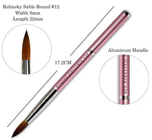 Load image into Gallery viewer, 2 Pieces Kolinsky Sable Round Acrylic Nail Art Brush Set (Size 8, 12)