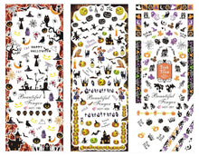 Load image into Gallery viewer, 3 Sheets Nail Art Water Slide Decals Transfer Stickers (Halloween Theme)