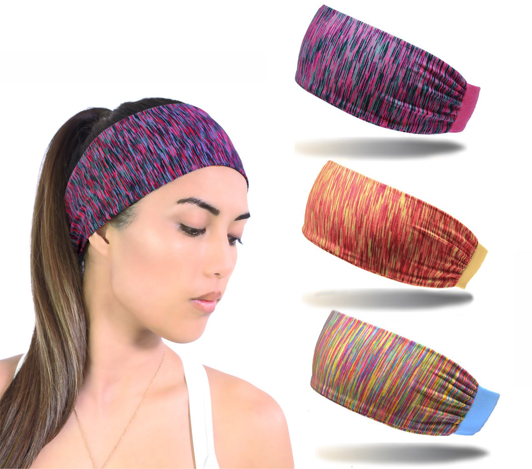 3 Pieces Women Elastic Stretchy Sport Athletic Fitness Headbands