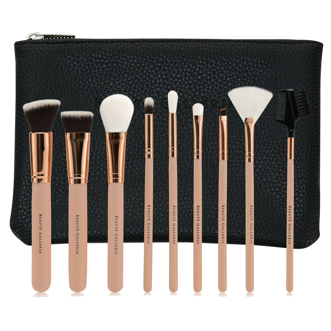 9 Pieces Makeup Brush Set, Vegan Cruelty-Free Synthetic Bristles
