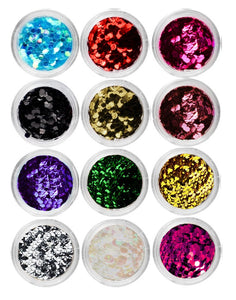 12 Colors Nail Art Hexagon Glitters