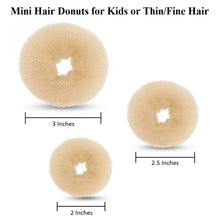 Load image into Gallery viewer, 3 Pieces Mini Kids Hair Donut Bun Maker (Beige/Blonde)