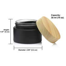 Load image into Gallery viewer, 6 Pack 1oz (30ml) Black Frosted Cosmetic Glass Cream Jars Containers with Plastic Lids and Sealing Discs