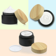 Load image into Gallery viewer, 6 Pack 1oz (30ml) Black Frosted Cosmetic Glass Cream Jars Containers with Plastic Lids and Sealing Discs