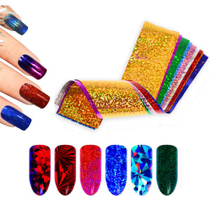 50 Pieces Nail Foil Transfer Stickers, Laser Galaxy Starry Sky Nail Art Decorations