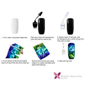 50 Pieces Nail Foil Transfer Stickers, Laser Galaxy Starry Sky Nail Art Decorations
