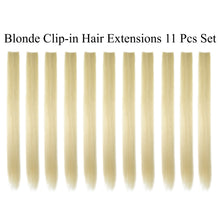 Load image into Gallery viewer, 11 Pieces Single Color 21 Inches Straight Party Highlights Clip In Synthetic Hair