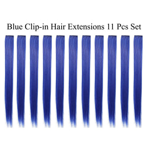 11 Pieces Single Color 21 Inches Straight Party Highlights Clip In Synthetic Hair