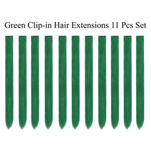 11 Pieces Single Color 21 Inches Straight Party Highlights Clip In Synthetic Hair
