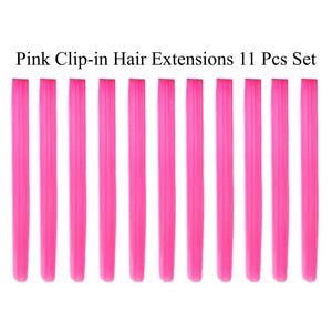 11 Pieces Single Color 21 Inches Straight Party Highlights Clip In Synthetic Hair