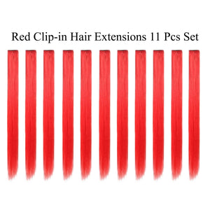 11 Pieces Single Color 21 Inches Straight Party Highlights Clip In Synthetic Hair