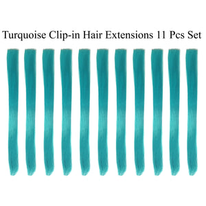 11 Pieces Single Color 21 Inches Straight Party Highlights Clip In Synthetic Hair