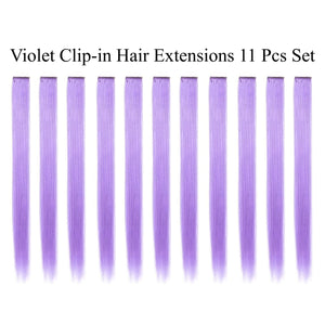 11 Pieces Single Color 21 Inches Straight Party Highlights Clip In Synthetic Hair