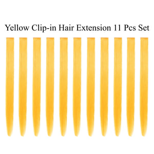 11 Pieces Single Color 21 Inches Straight Party Highlights Clip In Synthetic Hair