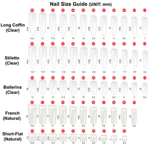 5 Style Gel Acrylic Fake Nail Tips Pre-shape Nail Extension Half Full Cover False Nails (Pack of 570)