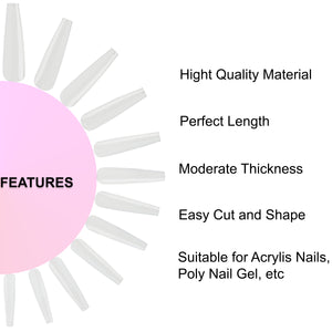 5 Style Gel Acrylic Fake Nail Tips Pre-shape Nail Extension Half Full Cover False Nails (Pack of 570)