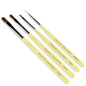 4 Pieces UV Gel Nail Art Brush Set (Pro Flat, Carved, Detailer, and Round)